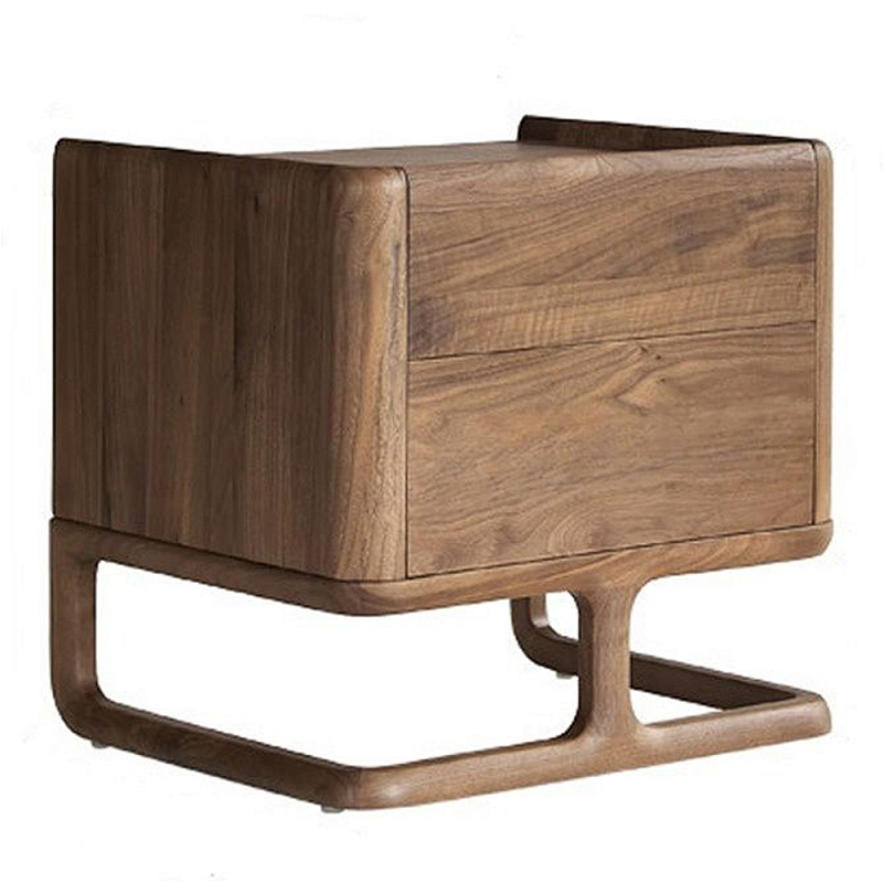 Прикроватный деревянный столик с 2-мя ящиками Moon Walnut Furniture Орех Прикроватный деревянный столик с 2-мя ящиками Moon Walnut Furniture Орех в Ульяновске | Loft Concept