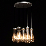 Люстра с 7-ю прозрачными плафонами из стекла в форме капли на круглом потолочном основании цвета хром Lucid Rain  варинант исполнения - 3 | Loft Concept в Ульяновске