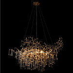 Подвесная люстра в виде ветвей деревьев золотого цвета с прозрачными подвесками-каплями 10 и 14 ламп Droplet Chandelier варинант исполнения - 4 | Loft Concept в Ульяновске