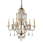 Люстра в бронзовом цвете с 6-ю лампами в форме свечей со стеклянными подвесками в классическом стиле Feiss варинант исполнения - 1 | Loft Concept в Ульяновске