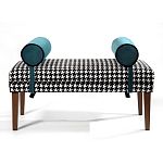 Банкетка Banquette PIED DE POULE с принтом гусиная лапка и синими подлокотниками  варинант исполнения - 1 | Loft Concept в Ульяновске