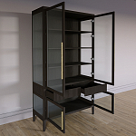 Витрина Primo со стеклянными фасадами и 2 ящиками Темный орех варинант исполнения - 6 | Loft Concept в Ульяновске