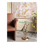 Столик с круглой стеклянной столешницей и корпусом в виде двух павлинов на ветке Table Two Peacocks варинант исполнения - 7 | Loft Concept в Ульяновске