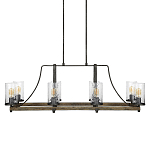 Люстра подвесная с восемью прозрачными стеклянными цилиндрическими плафонами в стиле лофт Feiss варинант исполнения - 1 | Loft Concept в Ульяновске