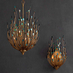 Бра настенное золотое с декором из бирюзовых элементов Peacock Tail варинант исполнения - 4 | Loft Concept в Ульяновске