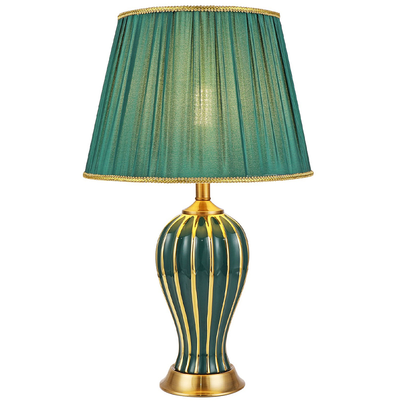 Настольная лампа с абажуром Celestina Green Gold Lampshade Table Lamp Золотой Зеленый Настольная лампа с абажуром Celestina Green Gold Lampshade Table Lamp Золотой Зеленый в Ульяновске | Loft Concept
