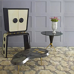 Дизайнерский журнальный столик с круглой столешницей на золотых ножках Risenbix варинант исполнения - 1 | Loft Concept в Ульяновске