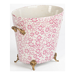 Кашпо из белого фарфора с розовым цветочным орнаментом Eden Garden варинант исполнения - 2 | Loft Concept в Ульяновске