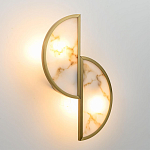 Бра с двумя полукруглыми плафонами из искусственного алебастра в бронзовой оправе Marbella варинант исполнения - 3 | Loft Concept в Ульяновске