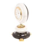 Часы настольные бронзовые из натуральных камней Мрамор и Змеевик Stone Clock варинант исполнения - 2 | Loft Concept в Ульяновске