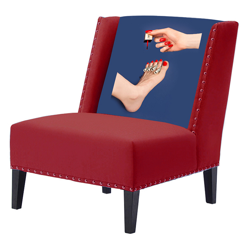 FUN Armchair "Pedicure" Red Дизайнерское кресло с цветным принтом Бургундский красный Сапфирово-синий в Ульяновске | Loft Concept 