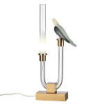 Настольная лампа с прозрачной трубкой и декоративной фигуркой птицы на бронзовой подставке Ganthea варинант исполнения - 2 | Loft Concept в Ульяновске