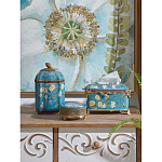 Салфетница прямоугольная голубого цвета с цветами и бабочками Blue Garden варинант исполнения - 2 | Loft Concept в Ульяновске