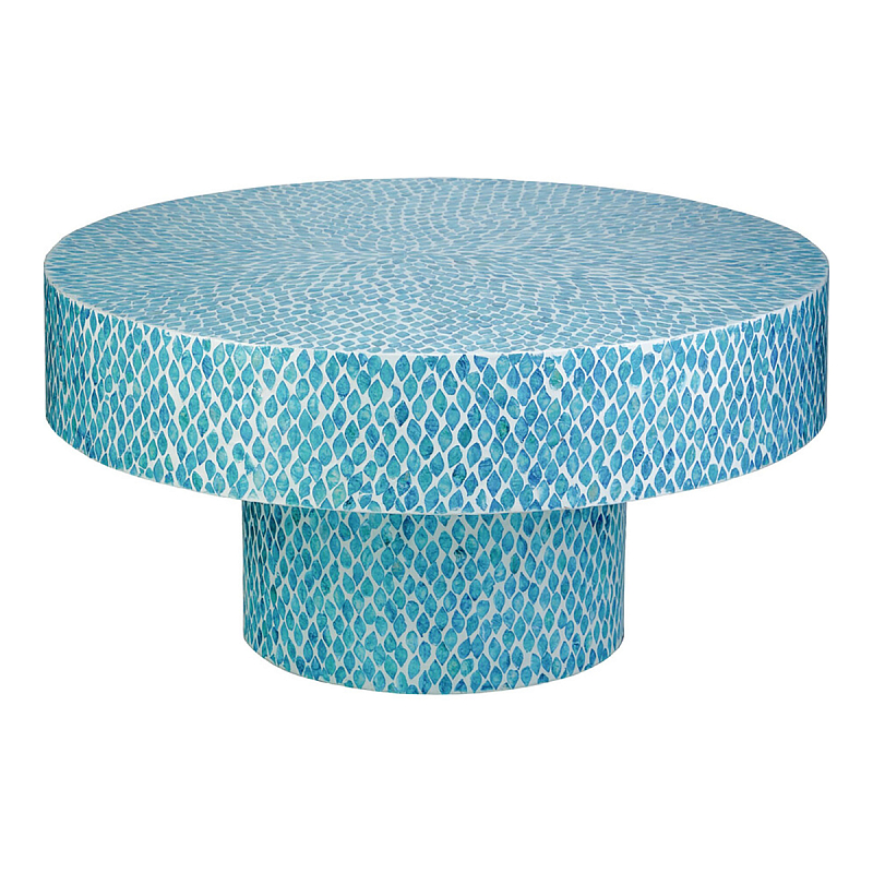 Стол Кофейный с инкрустацией Flower Blue Голубой Стол Кофейный с инкрустацией Flower Blue Голубой в Ульяновске | Loft Concept