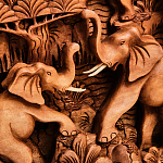 Панно из дерева пять слонов Panel With Animals варинант исполнения - 4 | Loft Concept в Ульяновске