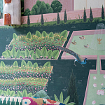 Обои ручная роспись Mahal Garden Original colourway on blue painted Xuan paper варинант исполнения - 4 | Loft Concept в Ульяновске