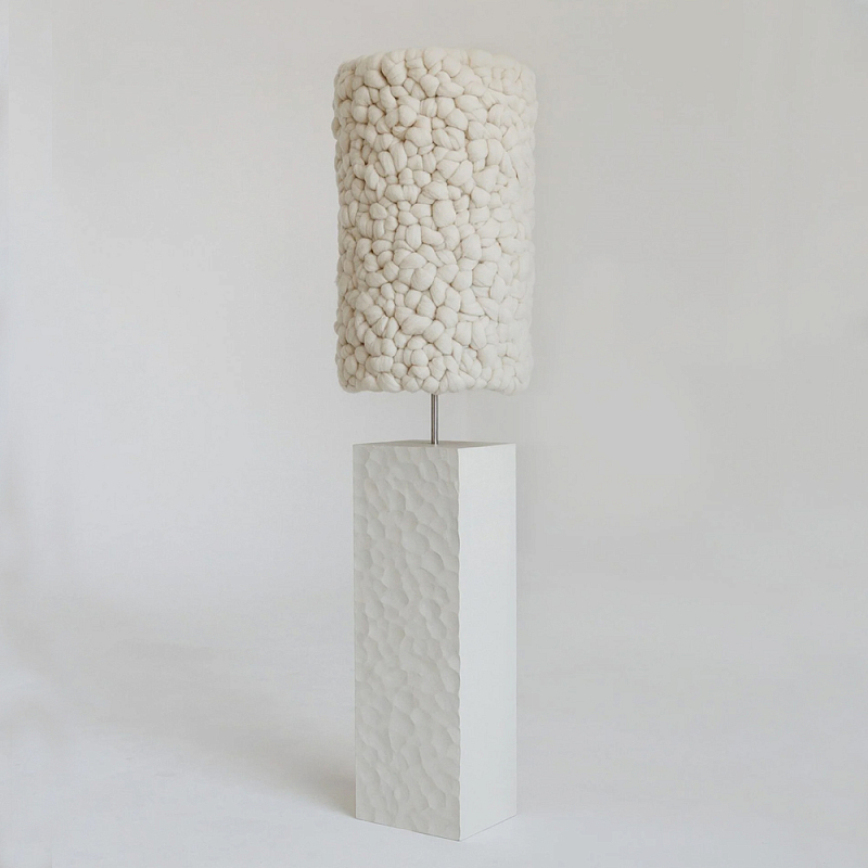 Торшер белый с вязаным абажуром Woolen Floor Lamp Белый в Ульяновске | Loft Concept 