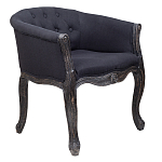 Кресло низкое в стиле прованс Черный Лен Louis French Armchair  варинант исполнения - 1 | Loft Concept в Ульяновске