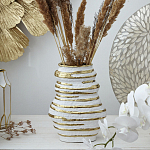 Ваза белая с рельефной поверхностью и золотыми полосами Vase Beehive варинант исполнения - 5 | Loft Concept в Ульяновске