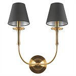 Бра с металлическим основанием бронзового цвета и 2-мя черными конусовидными абажурами Dignity варинант исполнения - 3 | Loft Concept в Ульяновске