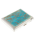 Портсигар на 20 сигарет с газовой зажигалкой из натурального камня Апатит Голубой Stone Cigarettes Cases варинант исполнения - 1 | Loft Concept в Ульяновске