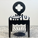 Дизайнерский стул с круглой деревянной спинкой Black and White Clover варинант исполнения - 2 | Loft Concept в Ульяновске