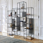 Стеллаж из металла и стекла Menzie Black Stripes Metal Rack варинант исполнения - 6 | Loft Concept в Ульяновске