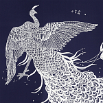 Обои ручная роспись в стиле Арт-деко Whistler Peacocks Special Colourway on Empire Blue dyed silk варинант исполнения - 1 | Loft Concept в Ульяновске