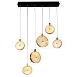 Подвесной светильник с плафонами из рельефного стекла Peony Glass Bronze Six варинант исполнения - 2 | Loft Concept в Ульяновске