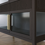 Витрина Primo со стеклянными фасадами и 2 ящиками Темный орех варинант исполнения - 3 | Loft Concept в Ульяновске