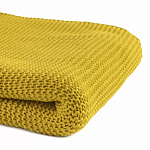 Плед из хлопка жемчужной вязки горчичного цвета Waffle Comfort варинант исполнения - 2 | Loft Concept в Ульяновске