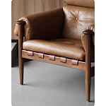 Кресло с деревянным каркасом и обивкой из натуральной кожи Medieval Furniture варинант исполнения - 4 | Loft Concept в Ульяновске