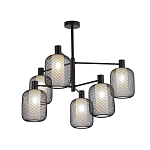 Люстра потолочная с абажурами из металлической сетки Loft Grid Pendant Gold варинант исполнения - 4 | Loft Concept в Ульяновске