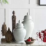 Ваза белая с крышкой однотонная Chinoiserie Ceramics варинант исполнения - 4 | Loft Concept в Ульяновске