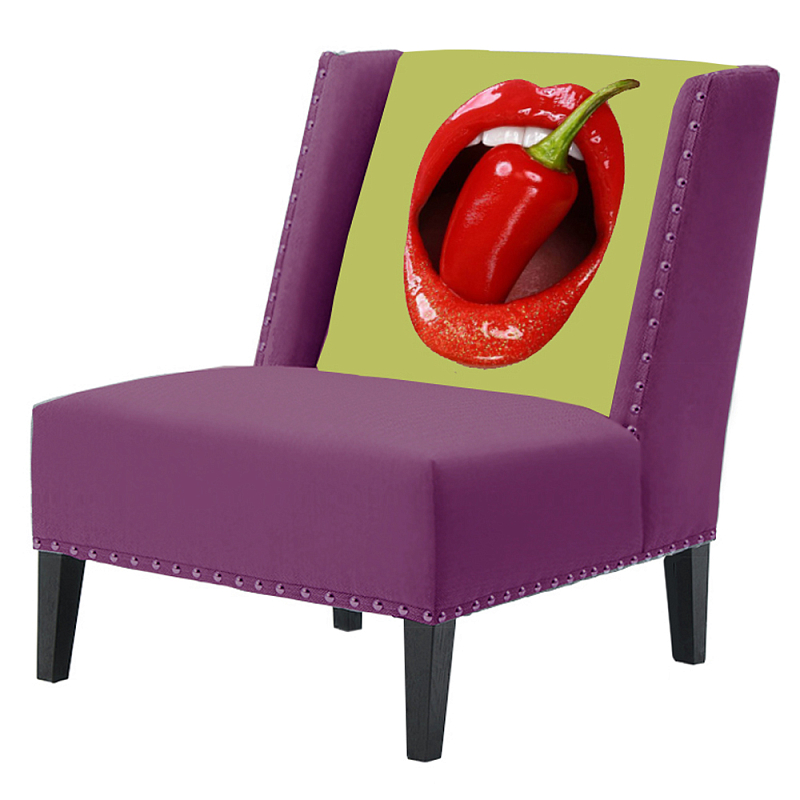 FUN Armchair "Chili Pepper" Purple  Дизайнерское кресло с цветным принтом Баклажан в Ульяновске | Loft Concept 