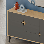 Комод цвета древесины с 3-мя дверцами и выдвижным ящиком темно-серого цвета SPARK CONSOLE OAK ANTHRACITE варинант исполнения - 3 | Loft Concept в Ульяновске