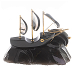 Часы настольные в виде парусника из натурального камня Обсидиан Sailboat Stone Clock варинант исполнения - 6 | Loft Concept в Ульяновске