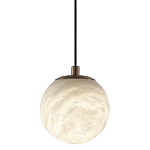 Подвесной светильник с шарообразным плафоном из белого алебастра Cryptocrystalline Stone варинант исполнения - 1 | Loft Concept в Ульяновске