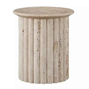 Дизайнерский журнальный стол круглый с фактурным основанием Kibul