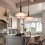 Люстра подвесная с двойным круглым плафоном из органзы и матового стекла Kichler варинант исполнения - 6 | Loft Concept в Ульяновске