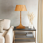 Настольная лампа со скошенным конусовидным абажуром и фигурной ножкой в цвете тик Accord Lighting варинант исполнения - 7 | Loft Concept в Ульяновске