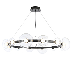 Люстра подвесная круглая с 12-ю прозрачными куполообразными плафонами и черным металлическим основанием Flos Wireline Lighting варинант исполнения - 1 | Loft Concept в Ульяновске