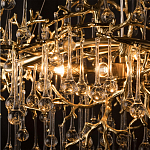 Подвесная люстра в виде ветвей деревьев золотого цвета с прозрачными подвесками-каплями 10 и 14 ламп Droplet Chandelier варинант исполнения - 6 | Loft Concept в Ульяновске