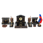 Настольный письменный набор с часами из природного камня обсидиана Peace Contract варинант исполнения - 1 | Loft Concept в Ульяновске