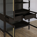 Витрина Primo со стеклянными фасадами и 2 ящиками Темный орех варинант исполнения - 5 | Loft Concept в Ульяновске