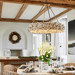 Люстра круглая с абажуром из устричных раковин Sea Ravens варинант исполнения - 4 | Loft Concept в Ульяновске