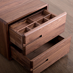 Прикроватный столик деревянный с 2-мя ящиками Moon Walnut Furniture варинант исполнения - 5 | Loft Concept в Ульяновске