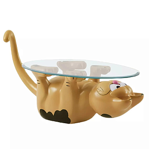 Дизайнерский журнальный стол с основанием в виде кота Bivan