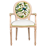 Стул с подлокотниками золотистый из бука с изображением птиц и цветов Blooming Birds варинант исполнения - 1 | Loft Concept в Ульяновске