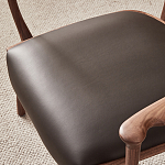 Стул деревянный с мягким сиденьем из коричневой натуральной кожи Moon Walnut Furniture варинант исполнения - 9 | Loft Concept в Ульяновске